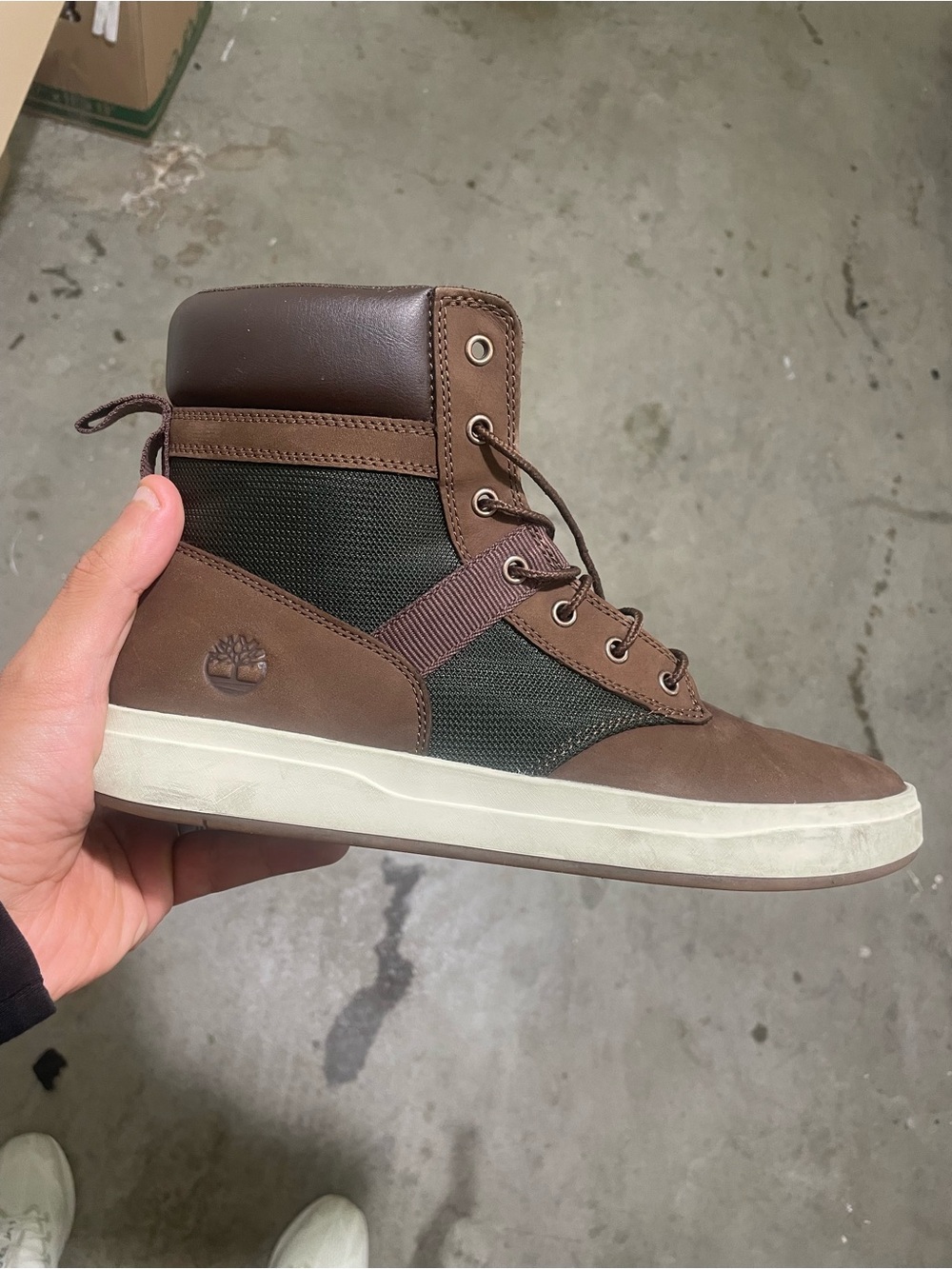 Timberland Brown and Dark Green High-Top Lace-Up Boot